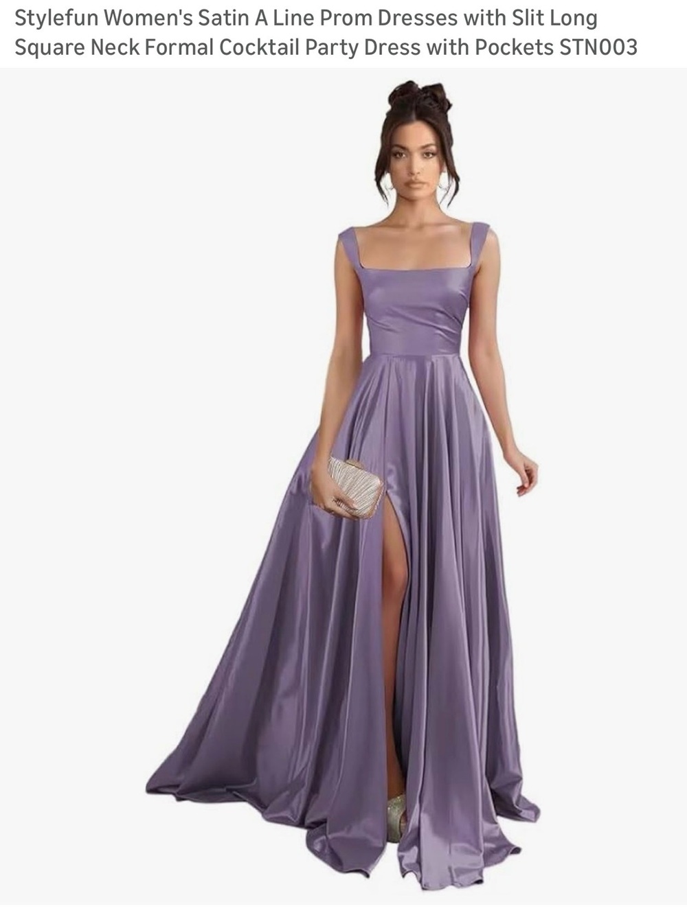 Elegant Women's Lavender Purple Satin Evening Dress